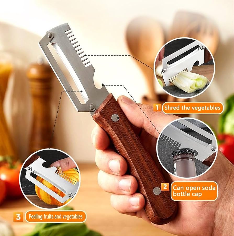 3-in-1 Vegetable Shredder, Peeler & Bottle Opener | Multifunctional Kitchen Slicer & Grater Tool