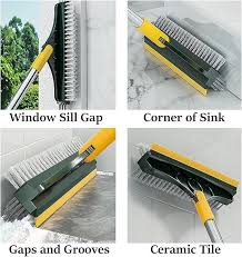 **3-in-1 Wiper Brush | Extendable Floor Cleaning Broom with Strong Bristles & Built-In Wiper Blade | Dual-Purpose Cleaning Tool**