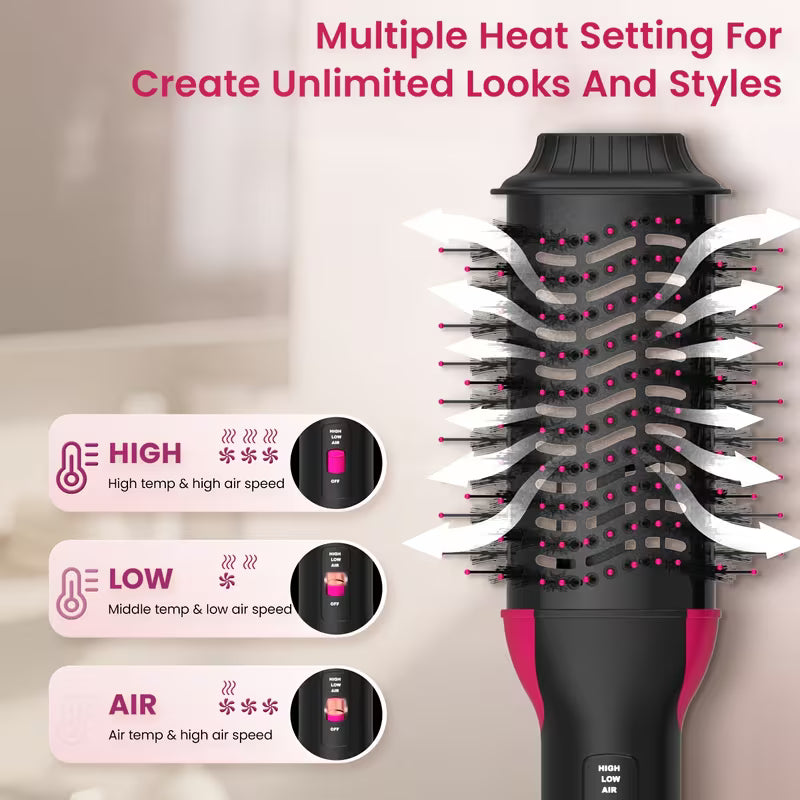 **3-in-1 One-Step Hair Dryer & Volumizer – Hot Air Brush for Hair Drying, Straightening & Curling**