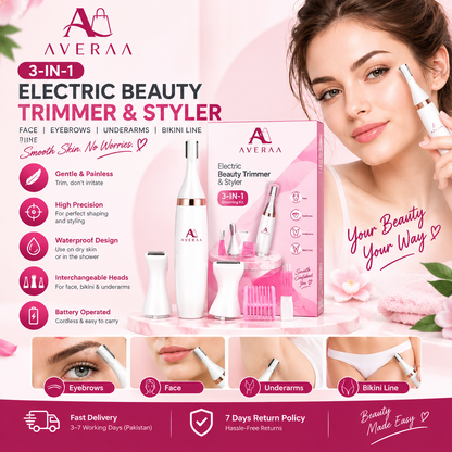 **Electric Beauty Trimmer for Women – Precision Facial, Eyebrow, Underarm & Bikini Hair Remover with Interchangeable Heads**